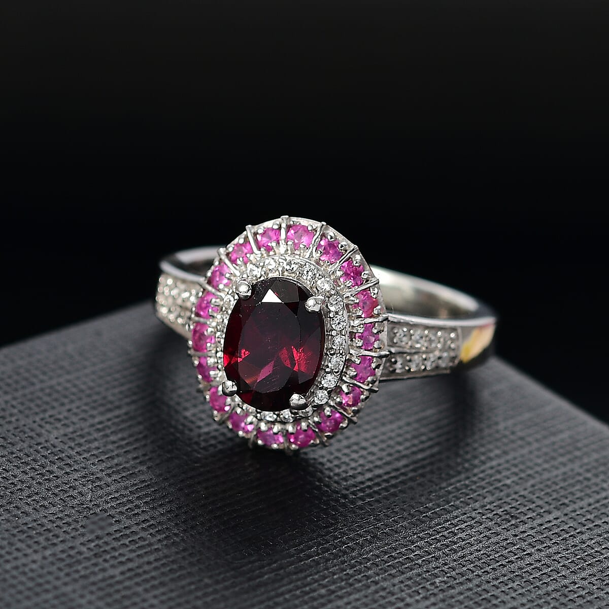 D'Joy Orissa Rhodolite Garnet and Multi Gemstone 2.50 ctw Timeless Elegance Ring in Rhodium Over Sterling Silver (Size 9.0) image number 1