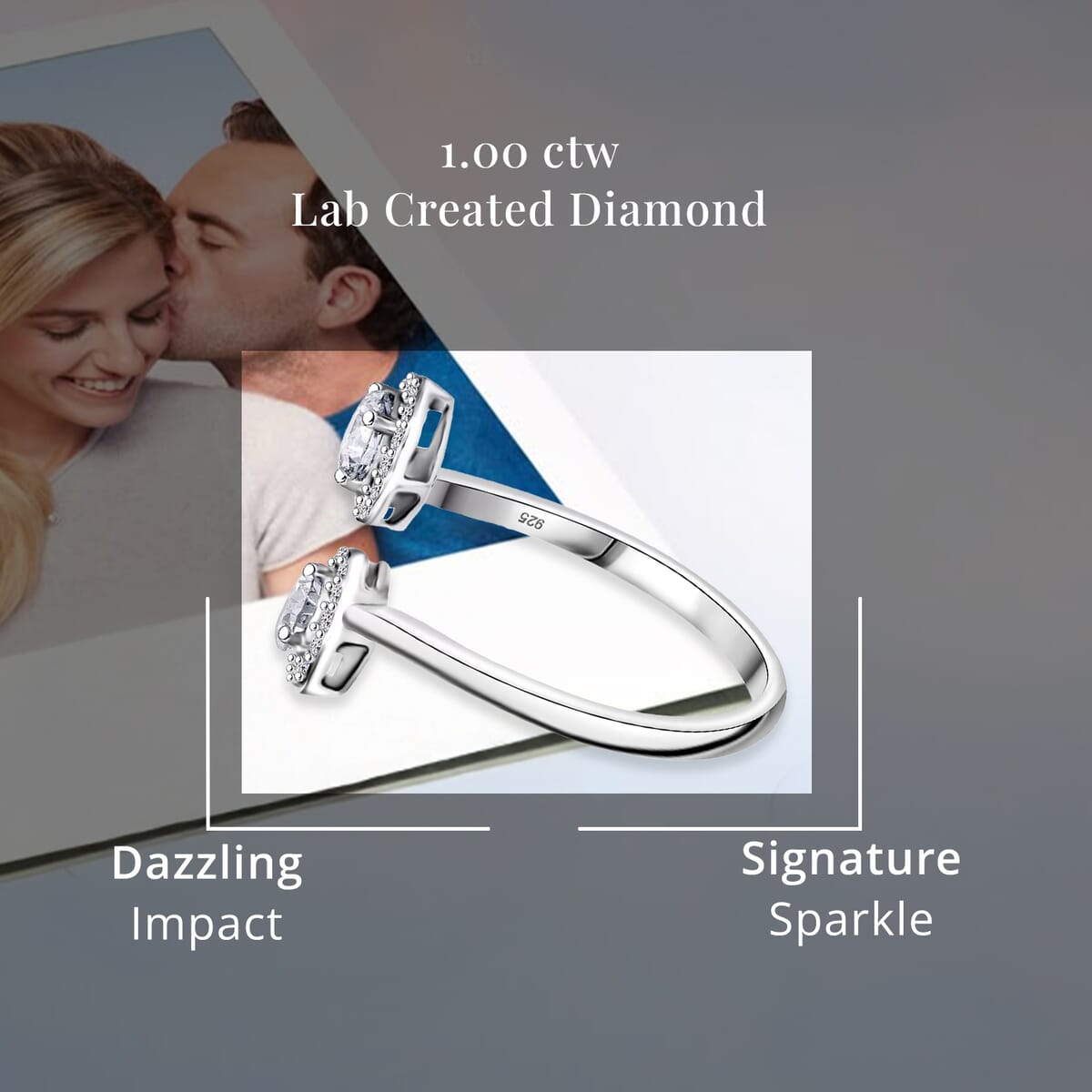Luxuriant Lab Grown Diamond G-H VS 1.00 ctw Bypass Ring in Rhodium Over Sterling Silver (Size 10.0)  image number 4