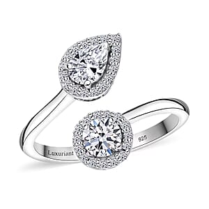 Luxuriant Lab Grown Diamond G-H VS 1.00 ctw Bypass Ring in Rhodium Over Sterling Silver (Size 8.0) 