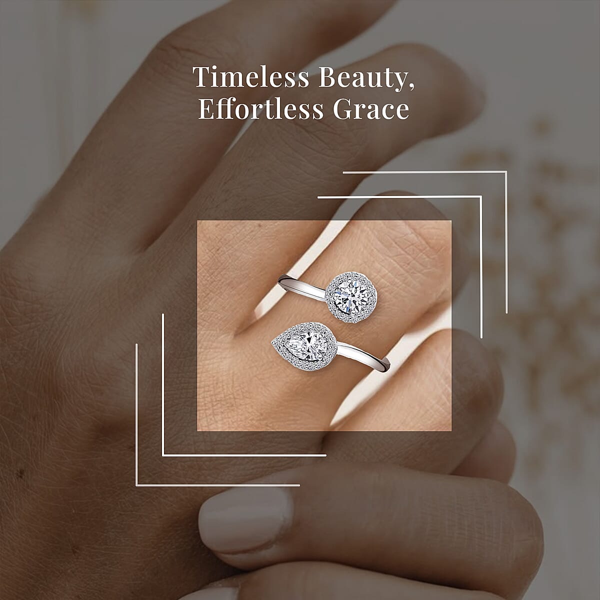 Luxuriant Lab Grown Diamond G-H VS 1.00 ctw Bypass Ring in Rhodium Over Sterling Silver (Size 8.0)  image number 1