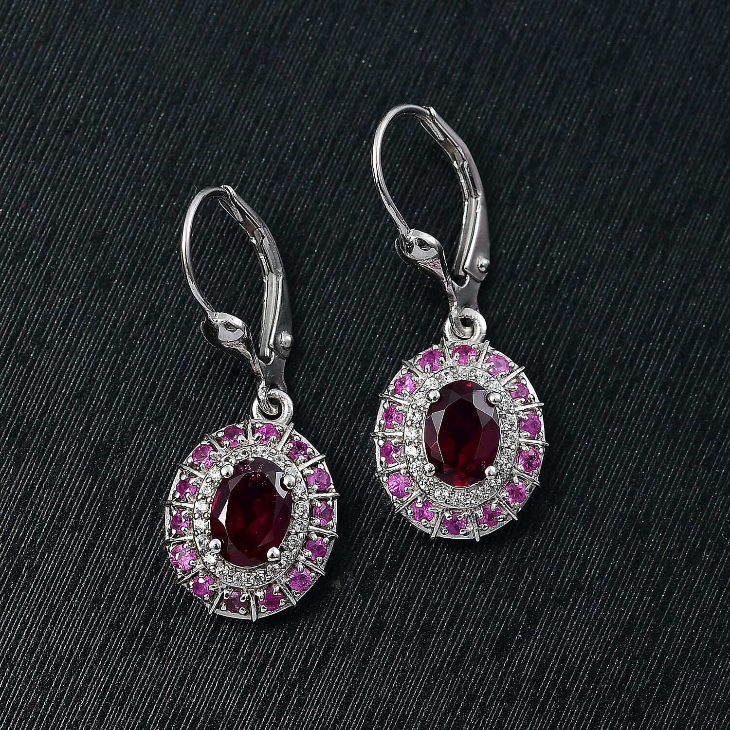 D'Joy Orissa Rhodolite Garnet and Multi Gemstone 2.80 ctw Timeless Elegance Earrings in Rhodium Over Sterling Silver