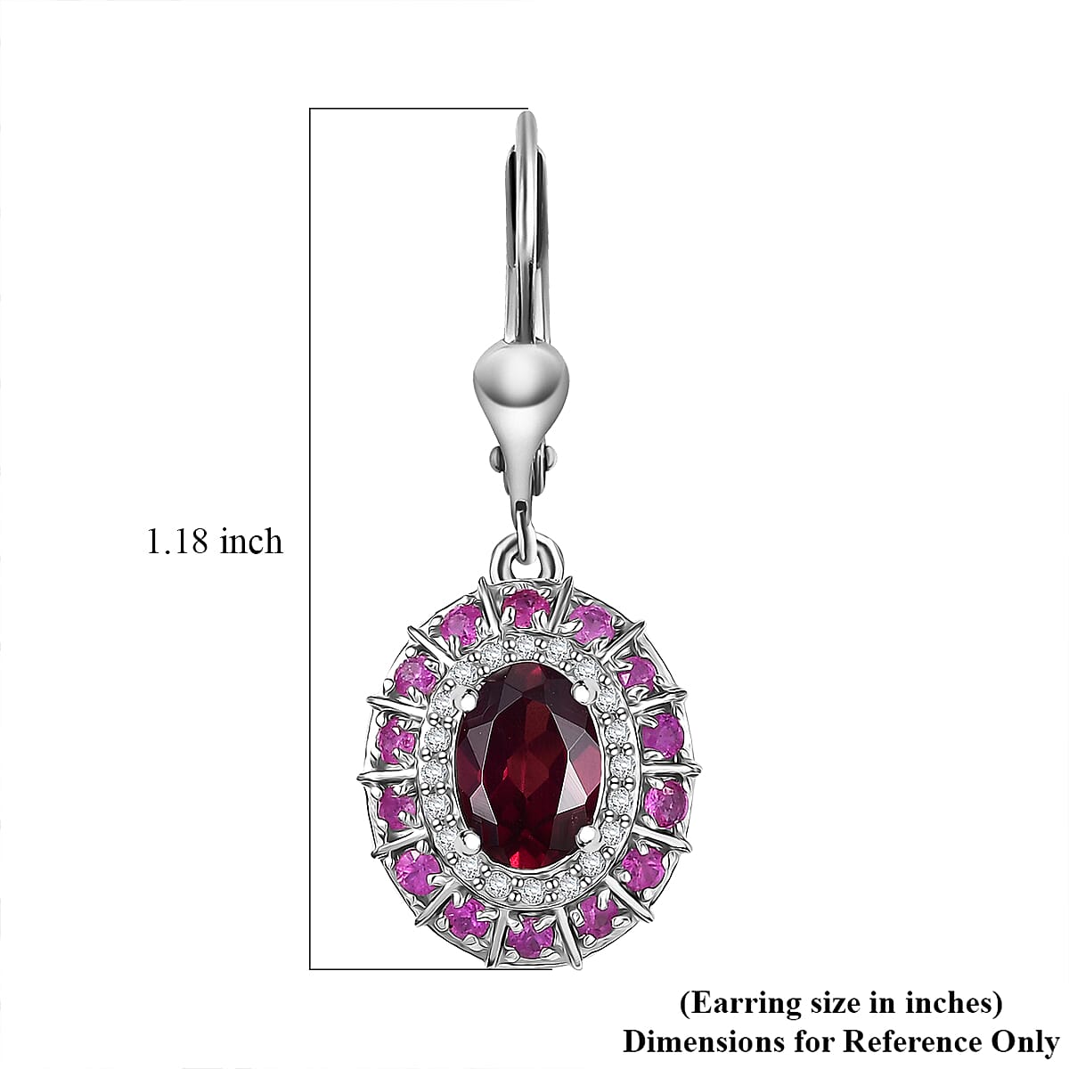 D'Joy Orissa Rhodolite Garnet and Multi Gemstone 2.80 ctw Timeless Elegance Earrings in Rhodium Over Sterling Silver