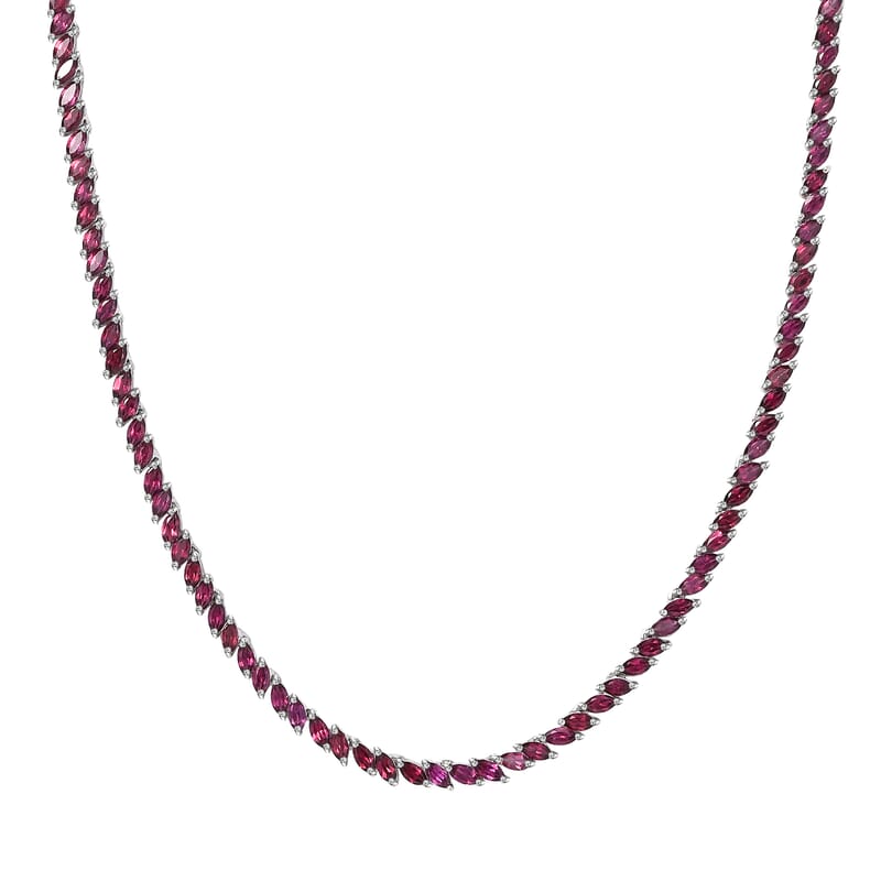 D'Joy D'Joy Orissa Rhodolite Garnet 25.40 ctw Vine Necklace in Rhodium Over Sterling Silver 18 Inches