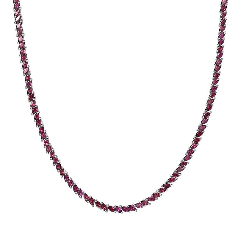 D'Joy D'Joy Orissa Rhodolite Garnet 25.40 ctw Vine Necklace in Rhodium Over Sterling Silver 18 Inches