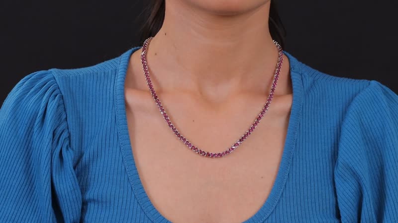 D'Joy D'Joy Orissa Rhodolite Garnet 25.40 ctw Vine Necklace in Rhodium Over Sterling Silver 18 Inches
