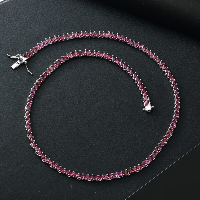 D'Joy D'Joy Orissa Rhodolite Garnet 25.40 ctw Vine Necklace in Rhodium Over Sterling Silver 18 Inches