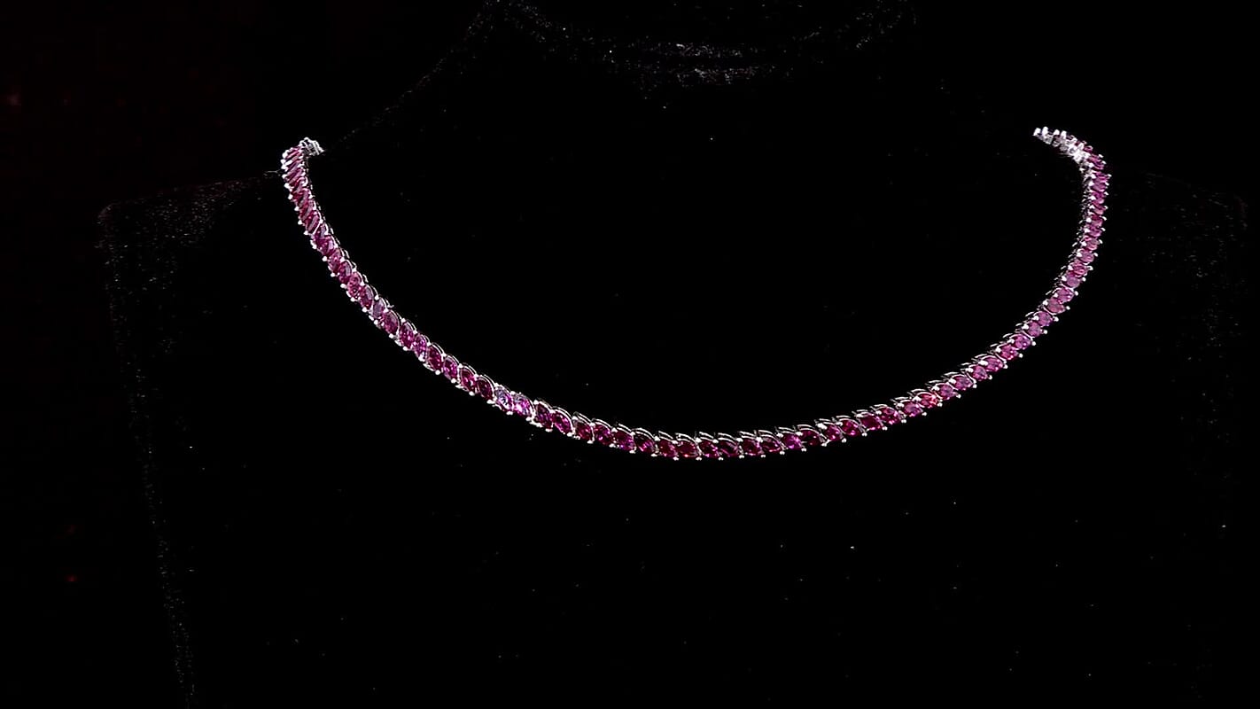 D'Joy D'Joy Orissa Rhodolite Garnet 25.40 ctw Vine Necklace in Rhodium Over Sterling Silver 18 Inches