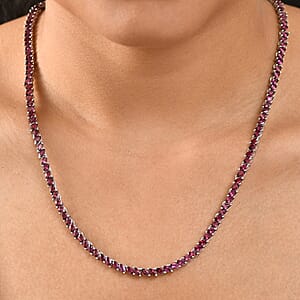 D'Joy D'Joy Orissa Rhodolite Garnet 25.40 ctw Vine Necklace in Rhodium Over Sterling Silver 18 Inches
