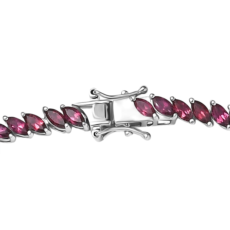 D'Joy D'Joy Orissa Rhodolite Garnet 25.40 ctw Vine Necklace in Rhodium Over Sterling Silver 18 Inches