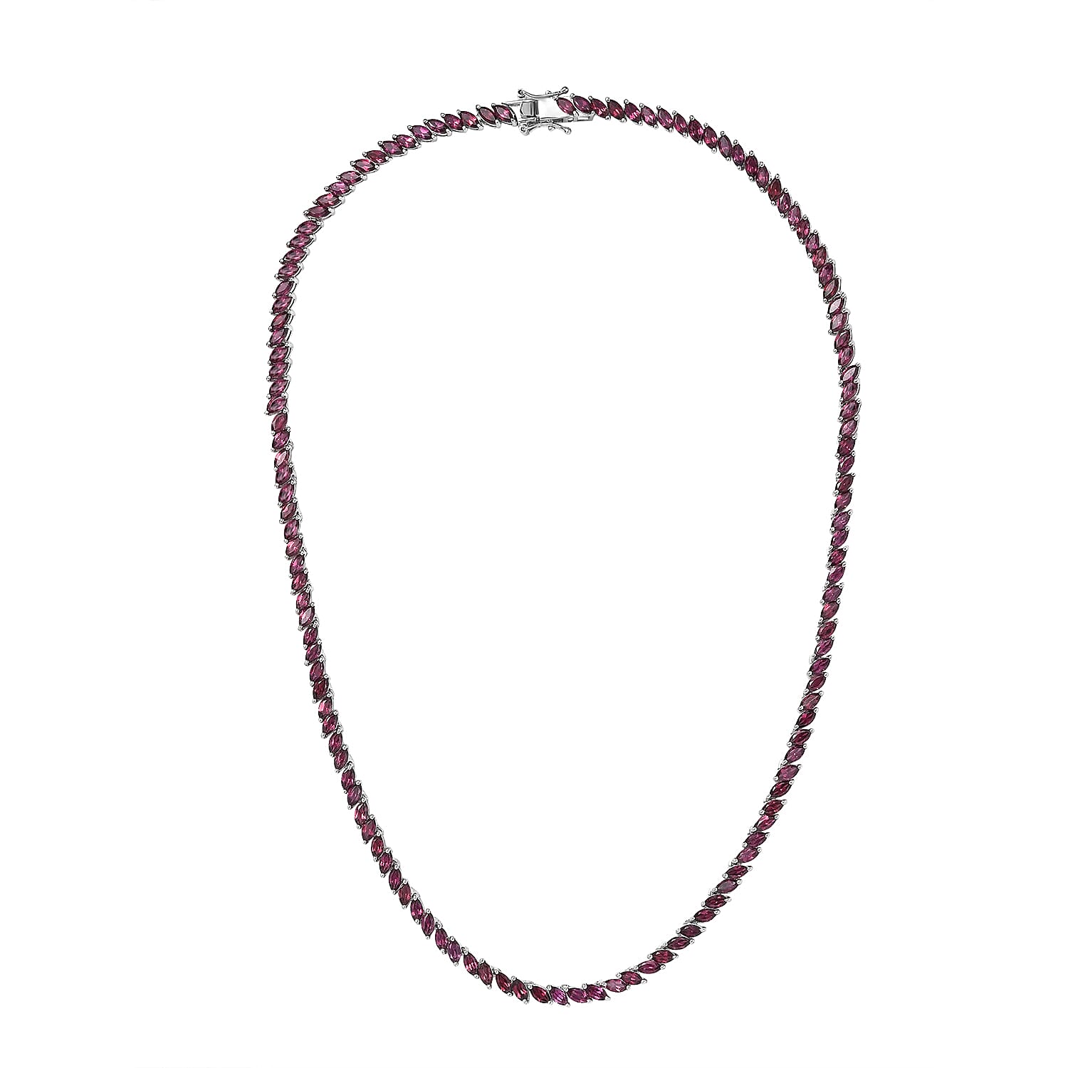 D'Joy D'Joy Orissa Rhodolite Garnet 25.40 ctw Vine Necklace in Rhodium Over Sterling Silver 18 Inches