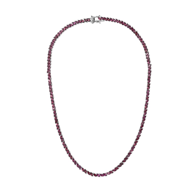 D'Joy D'Joy Orissa Rhodolite Garnet 25.40 ctw Vine Necklace in Rhodium Over Sterling Silver 18 Inches