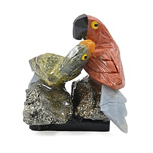 Multi Gemstone Carved Parrot Couple Approx 335cts