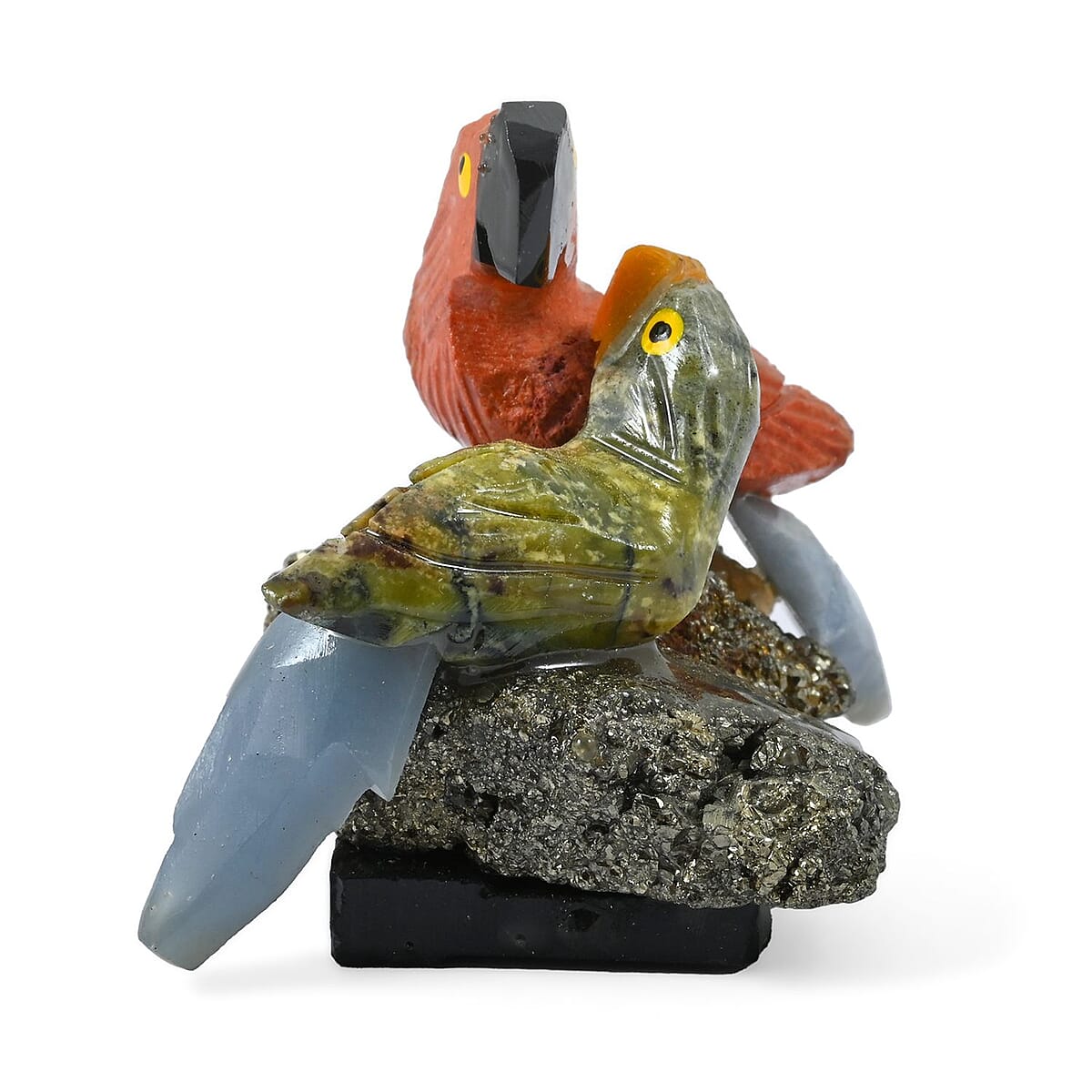 Multi Gemstone Carved Parrot Couple Approx 335cts image number 1