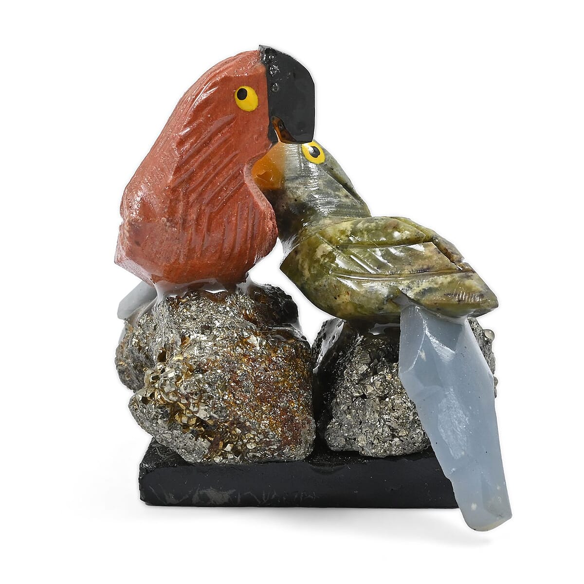 Multi Gemstone Carved Parrot Couple Approx 335cts image number 2