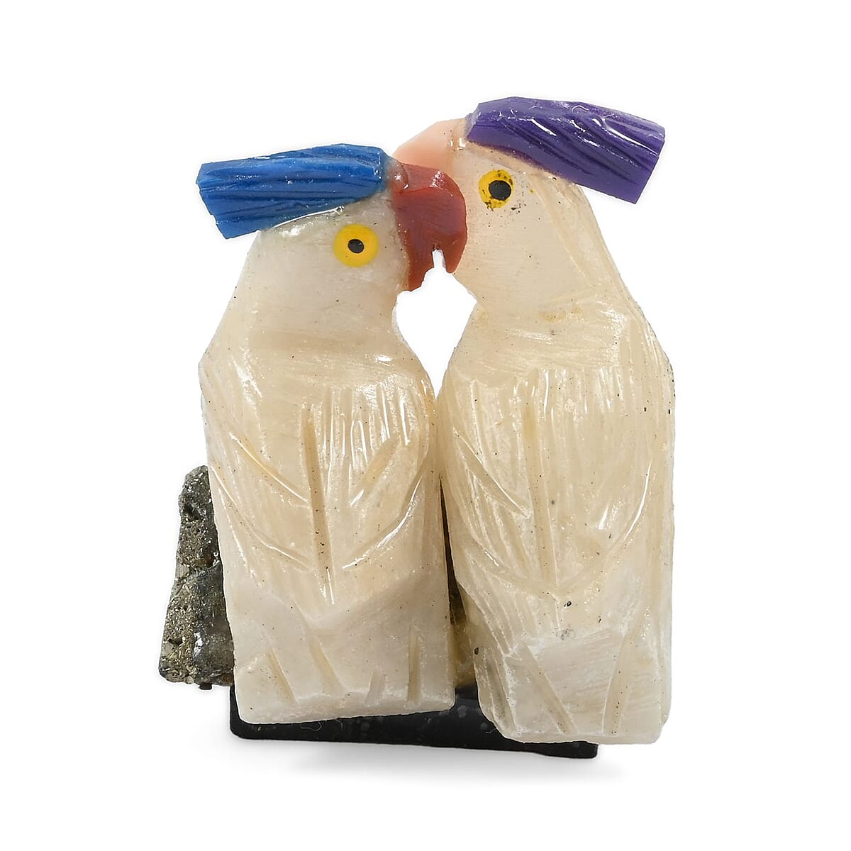 Multi Gemstone Carved Cockatoo Couple Approx 260cts image number 1