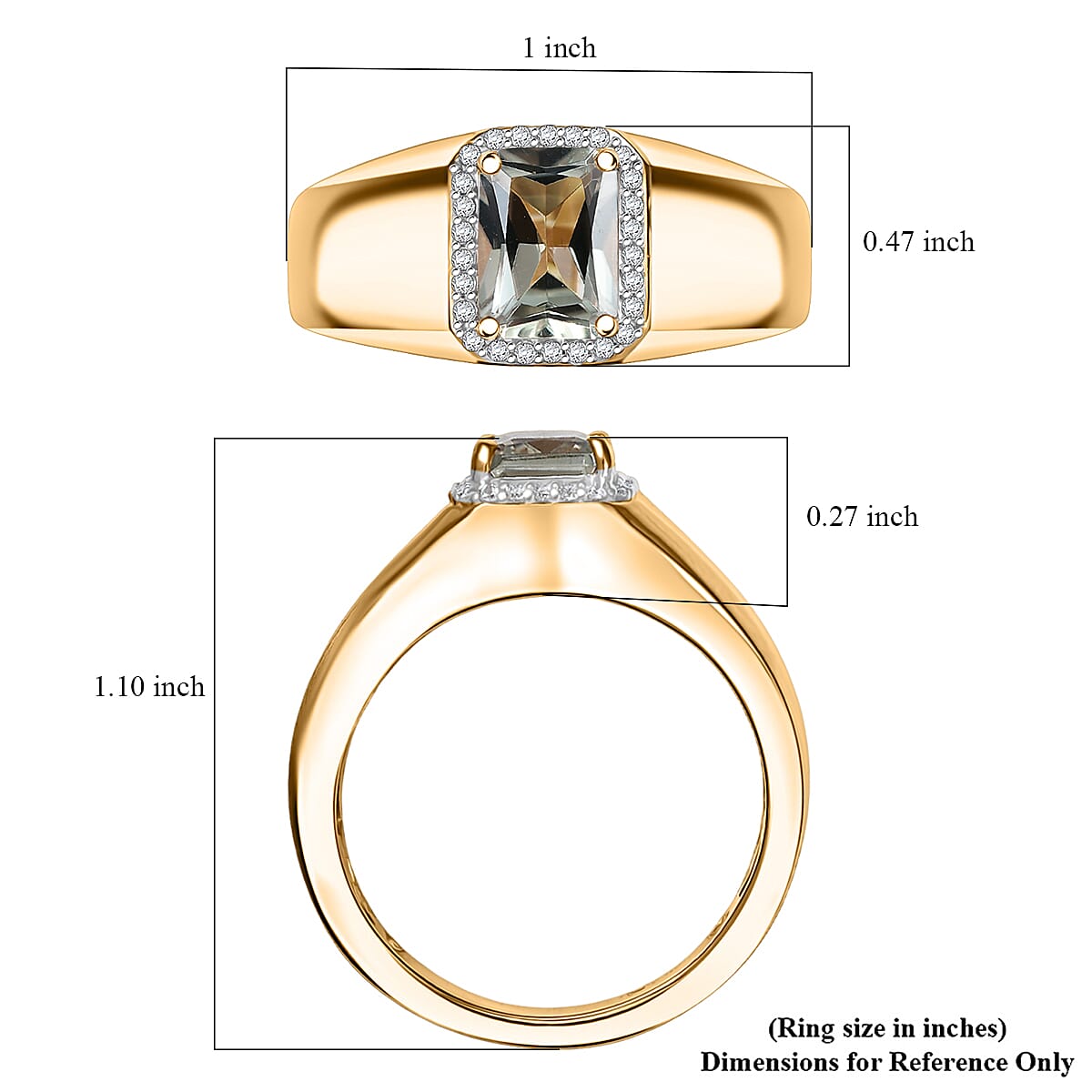 AAA Turkizite and Moissanite 2.00 ctw Mens Ring in 18K Vermeil Yellow Gold Over Sterling Silver (Size 10.0)
