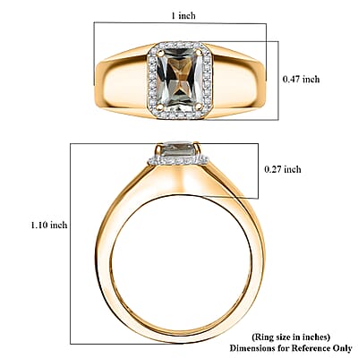 D'Joy AAA Turkizite and Moissanite 2.00 ctw Fleur-de-lis Mens Ring in 18K Vermeil Yellow Gold Over Sterling Silver (Size 10.0)