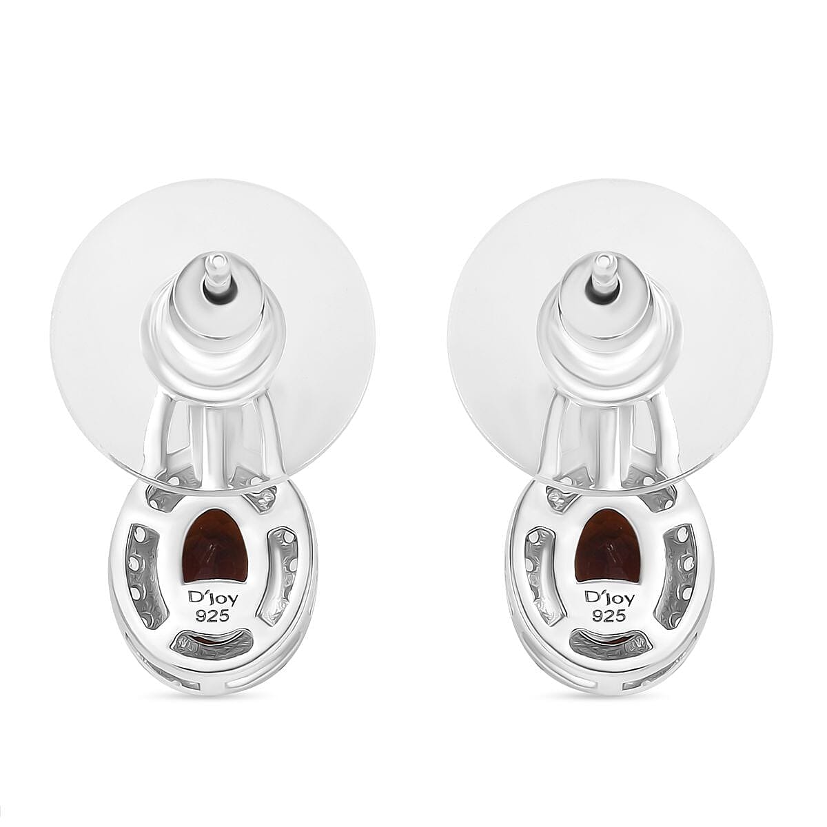 D'Joy Brazilian Cherry Citrine and White Zircon 1.90 ctw Stud Earrings in Rhodium Over Sterling Silver