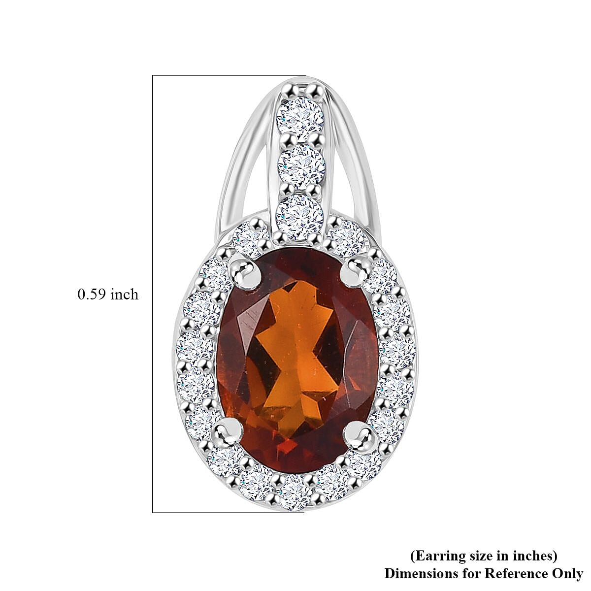 D'Joy Brazilian Cherry Citrine and White Zircon 1.90 ctw Stud Earrings in Rhodium Over Sterling Silver