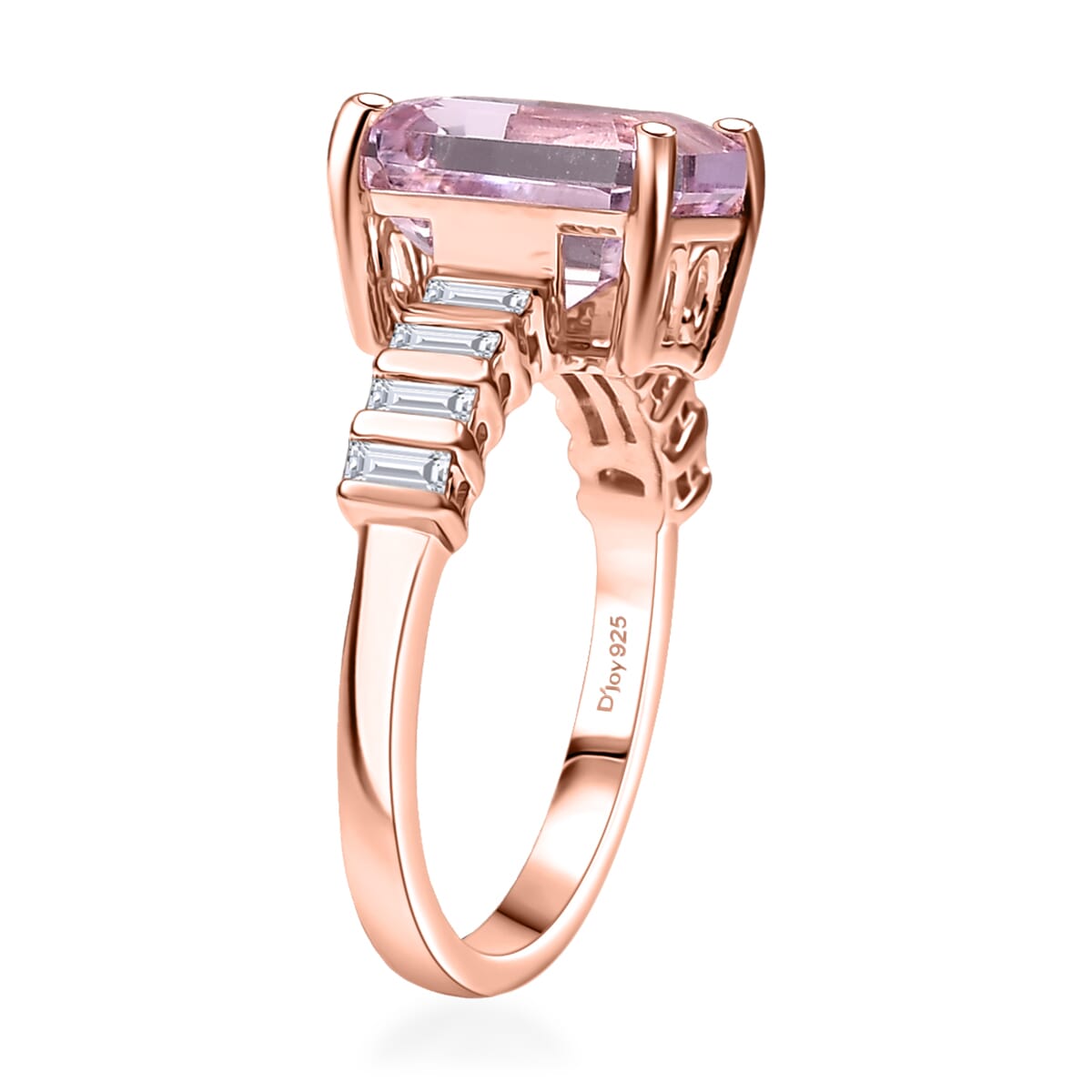Premium Martha Rocha Kunzite, Moissanite Ring in 18K Vermeil RG Over Sterling Silver 4.60 ctw image number 3