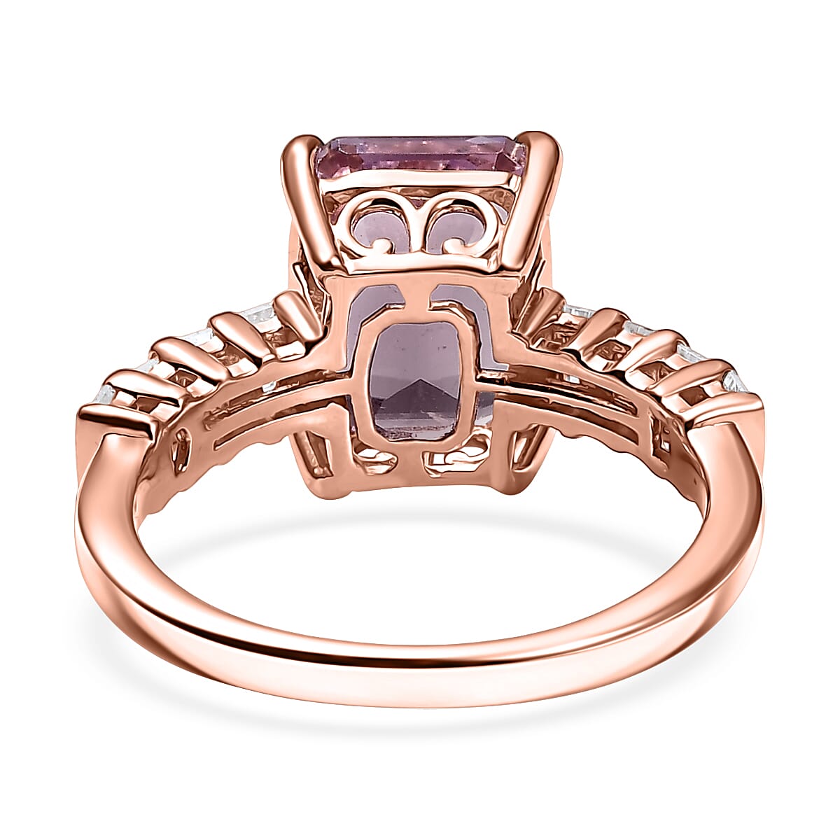 D'Joy Premium Martha Rocha Kunzite and Moissanite 4.60 ctw Twilight Sonata Ring in 18K Vermeil Rose Gold Over Sterling Silver (Size 10.0)