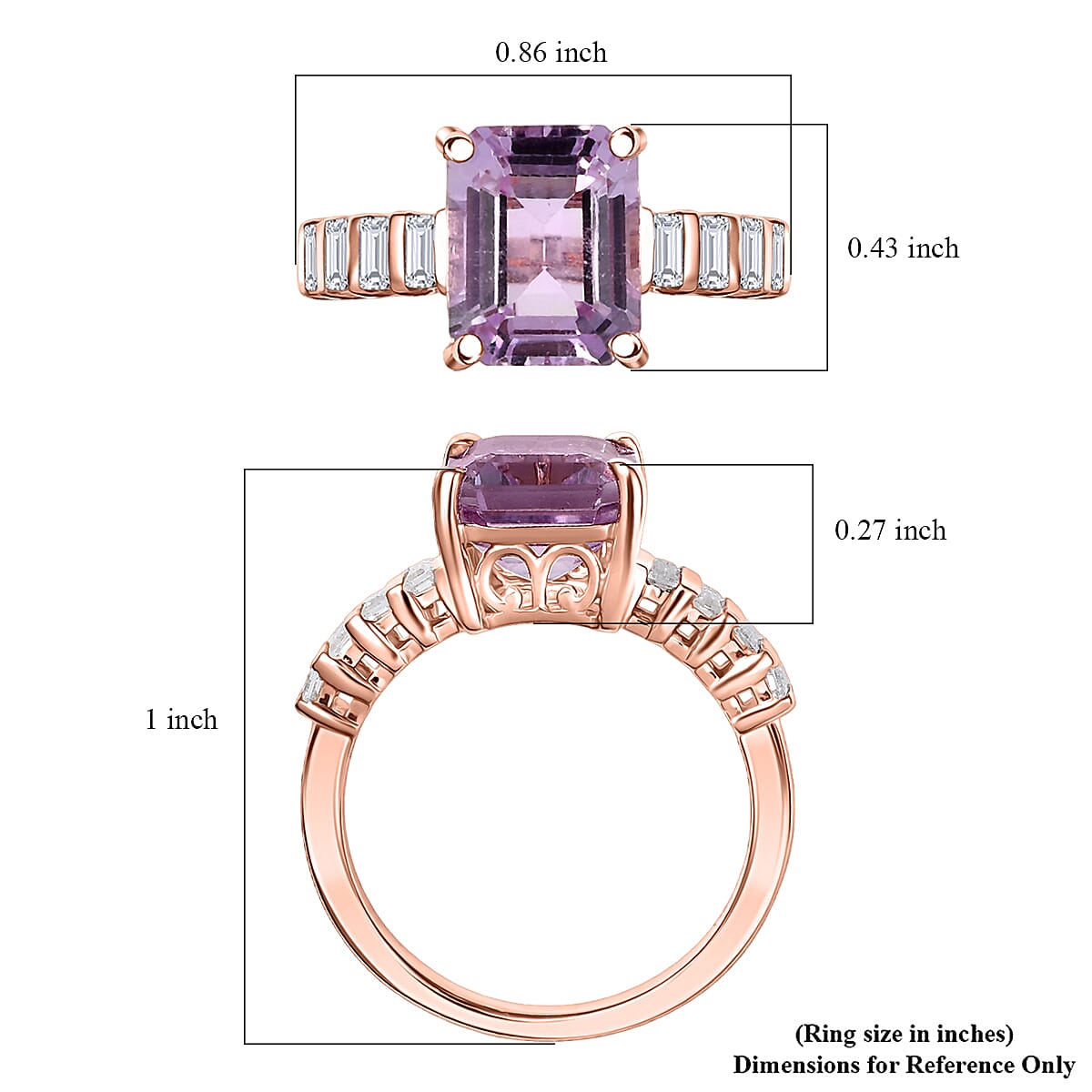 D'Joy Premium Martha Rocha Kunzite and Moissanite 4.60 ctw Twilight Sonata Ring in 18K Vermeil Rose Gold Over Sterling Silver (Size 10.0)
