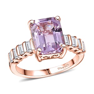 D'Joy Premium Martha Rocha Kunzite and Moissanite 4.60 ctw Twilight Sonata Ring in 18K Vermeil Rose Gold Over Sterling Silver (Size 9.0)