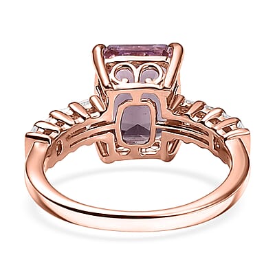 D'Joy Premium Martha Rocha Kunzite and Moissanite 4.60 ctw Twilight Sonata Ring in 18K Vermeil Rose Gold Over Sterling Silver (Size 9.0)