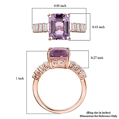 D'Joy Premium Martha Rocha Kunzite and Moissanite 4.60 ctw Twilight Sonata Ring in 18K Vermeil Rose Gold Over Sterling Silver (Size 9.0)