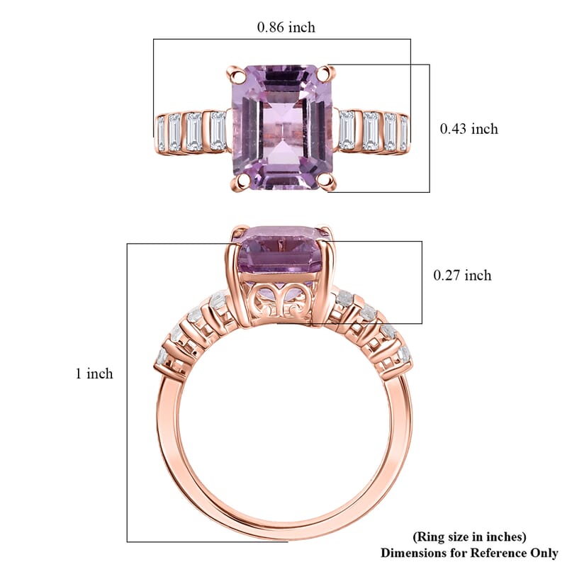 D'Joy Premium Martha Rocha Kunzite and Moissanite 4.60 ctw Twilight Sonata Ring in 18K Vermeil Rose Gold Over Sterling Silver (Size 9.0)