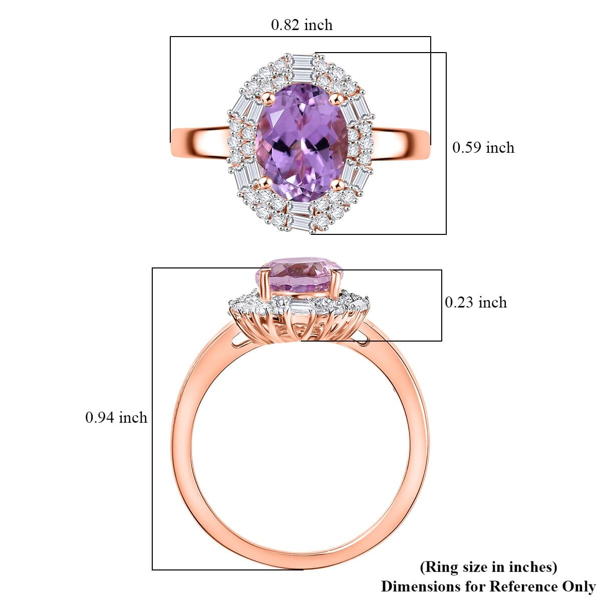 D'Joy Premium Martha Rocha Kunzite and Moissanite 3.10 ctw Twilight Whispers Ring in 18K Vermeil Rose Gold Over Sterling Silver (Size 6.0) image number 5