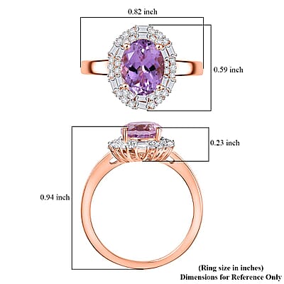 D'Joy Premium Martha Rocha Kunzite and Moissanite 3.10 ctw Twilight Whispers Ring in 18K Vermeil Rose Gold Over Sterling Silver (Size 6.0)