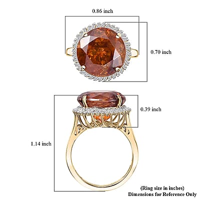 Luxoro 10K Yellow Gold Premium Picos Altos Sphalerite, Diamond (G-H, I2) Ring (Size 11.0) 8.75 ctw