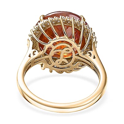 Luxoro 10K Yellow Gold Premium Picos Altos Sphalerite, Diamond (G-H, I2) Ring (Size 12.0) 8.75 ctw
