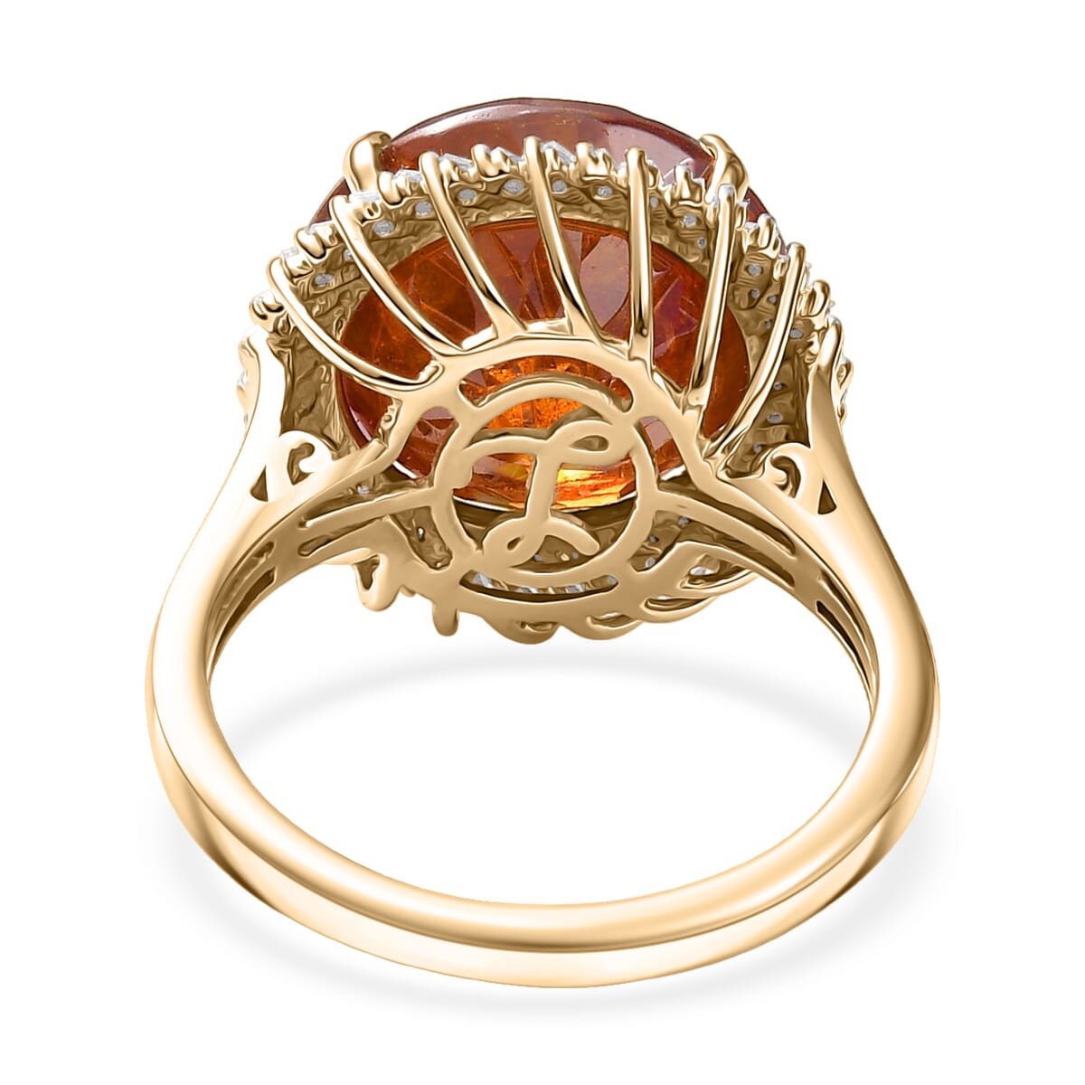 Luxoro Premium Picos Altos Sphalerite and G-H I2 Diamond 8.75 ctw Aurora Crown Ring in 10K Yellow Gold (Size 7.0) image number 4