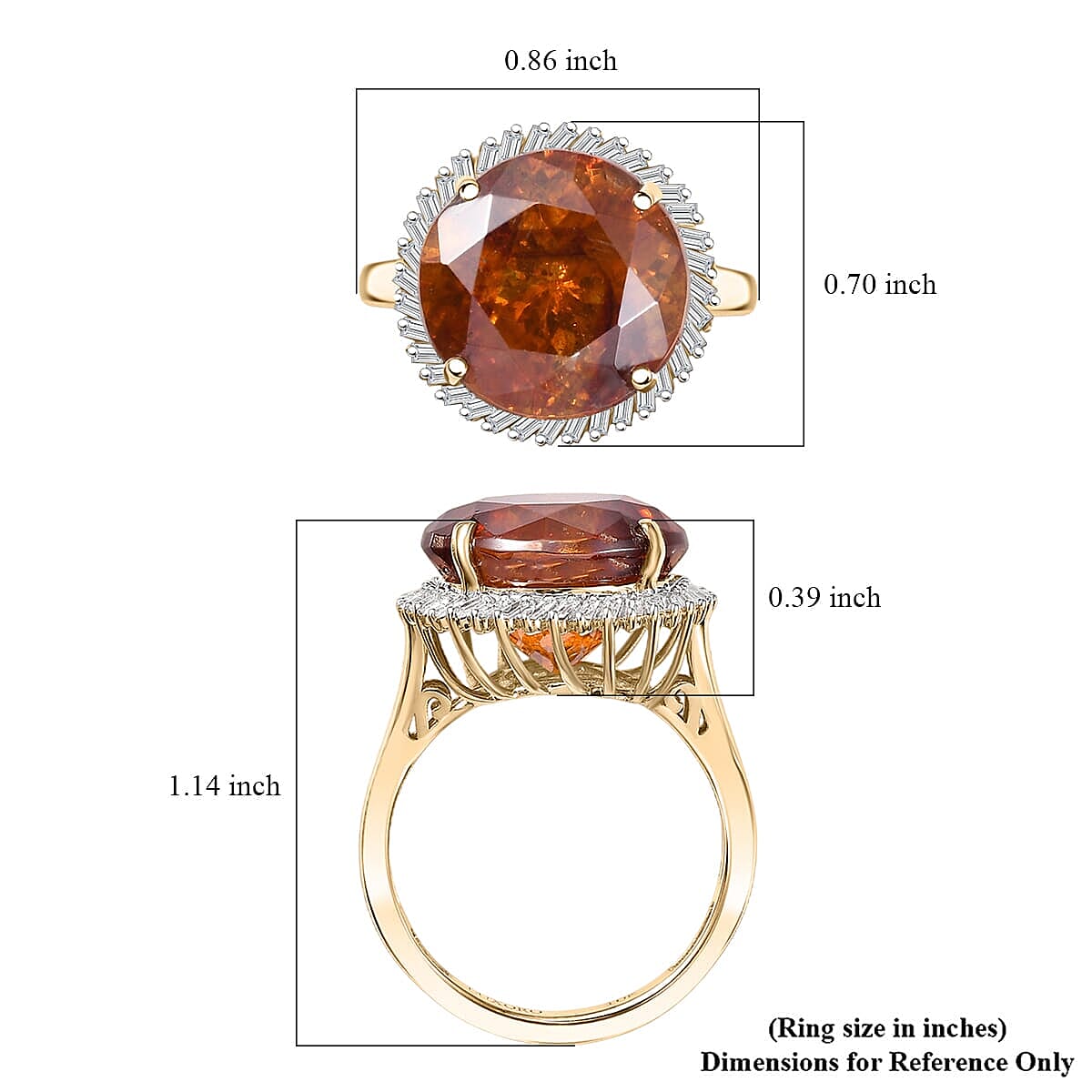 Luxoro Premium Picos Altos Sphalerite and G-H I2 Diamond 8.75 ctw Aurora Crown Ring in 10K Yellow Gold (Size 8.0) image number 5