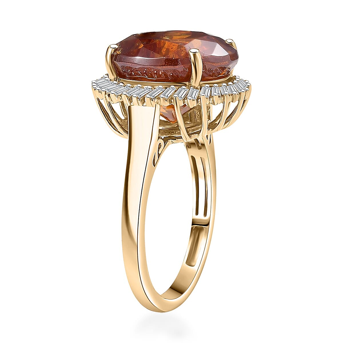 Luxoro 10K Yellow Gold Premium Picos Altos Sphalerite, Diamond (G-H, I2) Ring (Size 8.5) 8.75 ctw image number 3