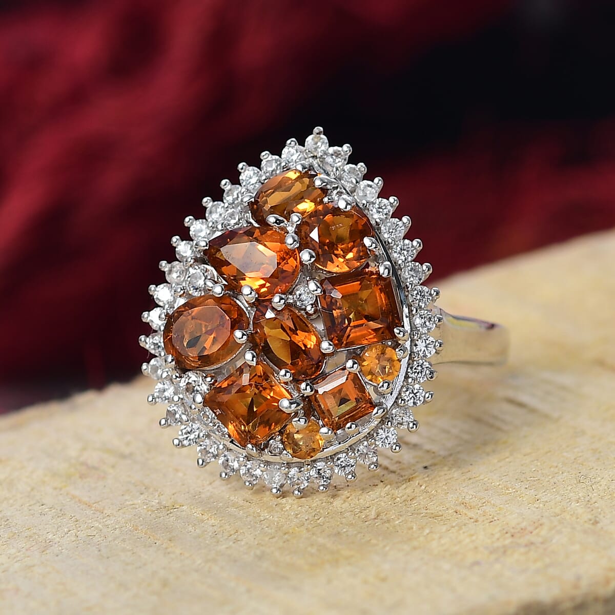 Karis Santa Ana Madeira Citrine and Multi Gemstone 2.75 ctw Miracle Garden Ring in Platinum Bond (Size 10.0)  image number 1