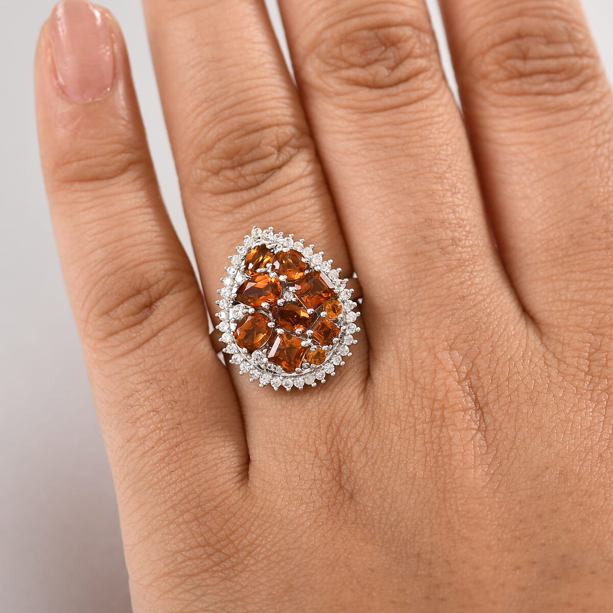 Karis Santa Ana Madeira Citrine and Multi Gemstone 2.75 ctw Miracle Garden Ring in Platinum Bond (Size 10.0)  image number 2