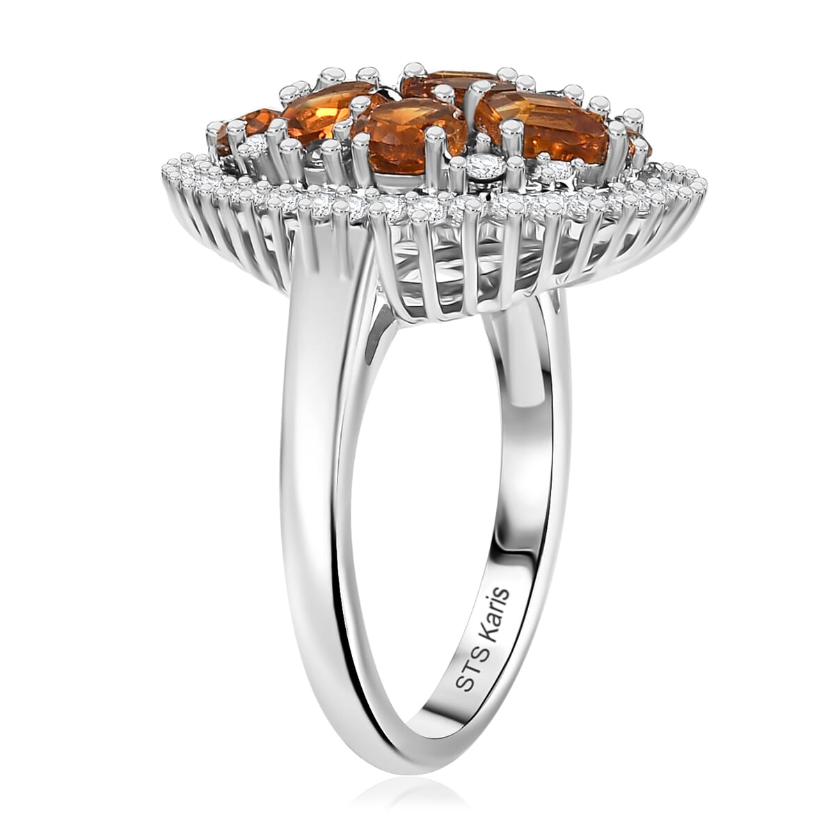 Karis Santa Ana Madeira Citrine and Multi Gemstone 2.75 ctw Miracle Garden Ring in Platinum Bond (Size 10.0)  image number 3