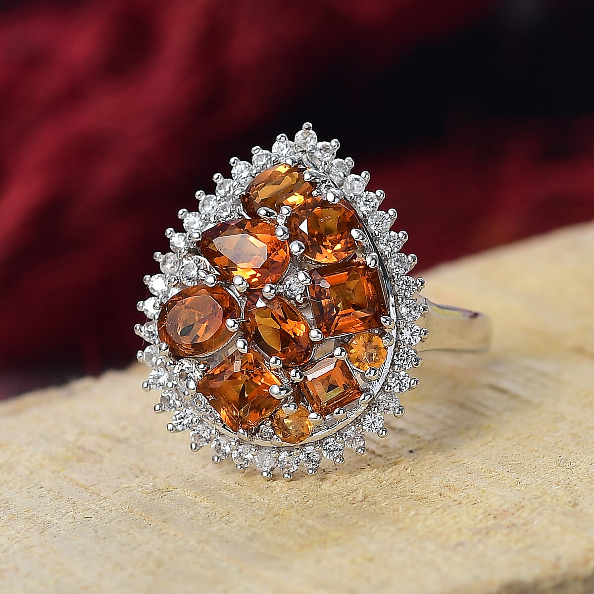 Karis Santa Ana Madeira Citrine and Multi Gemstone 2.75 ctw Miracle Garden Ring in Platinum Bond (Size 8.0)  image number 1