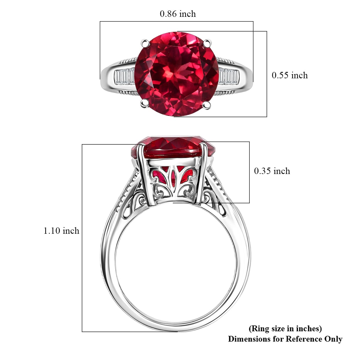 Karis Lab Created Padparadscha Sapphire and Created White Sapphire 9.20 ctw Solitaire Ring in Platinum Bond (Size 10.0) image number 5