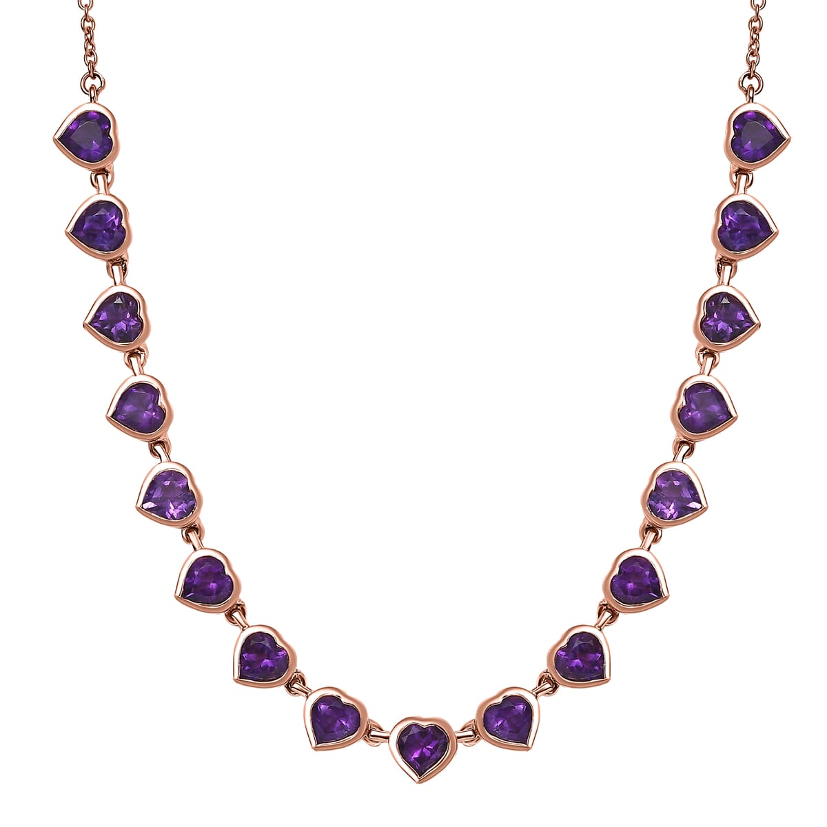 Karis African Amethyst 6.90 ctw Heart Necklace 18 Inches in 18K RG Plated  image number 0