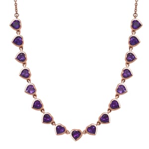 Karis African Amethyst 6.90 ctw Heart Necklace 18 Inches in 18K RG Plated 