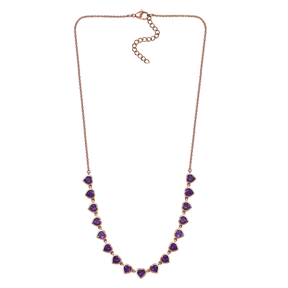 Karis African Amethyst 6.90 ctw Heart Necklace 18 Inches in 18K RG Plated  image number 3