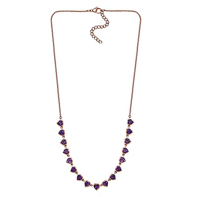 Karis African Amethyst 6.90 ctw Heart Necklace 18 Inches in 18K RG Plated 