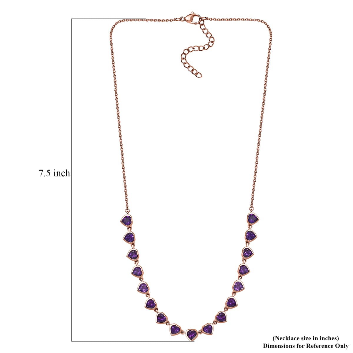Karis African Amethyst 6.90 ctw Heart Necklace 18 Inches in 18K RG Plated  image number 5
