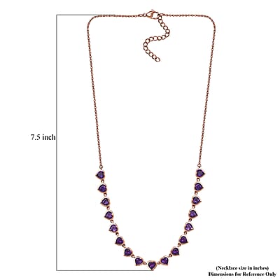 Karis African Amethyst 6.90 ctw Heart Necklace 18 Inches in 18K RG Plated 