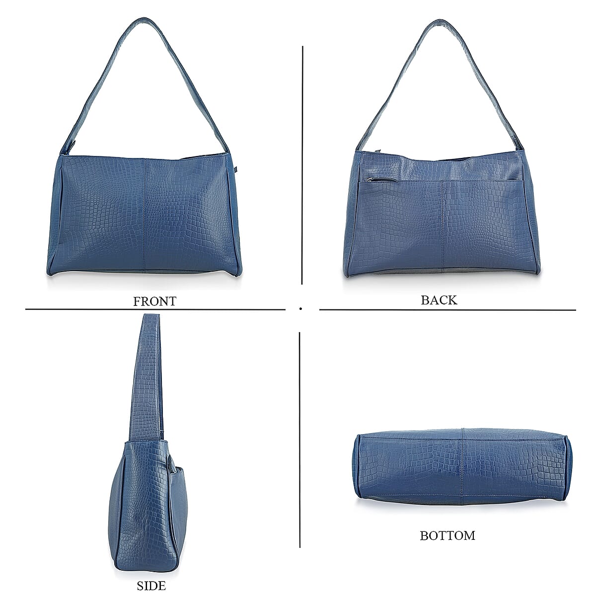 Navy Croco Embossed Genuine Leather Tote Bag with Free Crossbody Bag image number 3