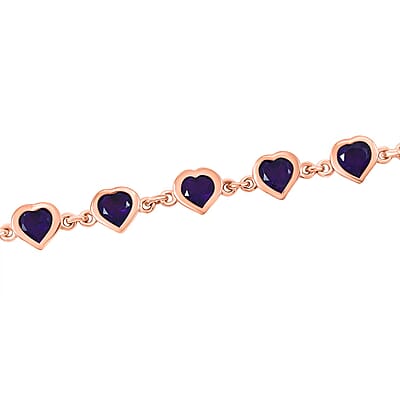 Karis African Amethyst 4.50 ctw Heart Bracelet in 18K Rose Gold Plated (6.50-8.0In)